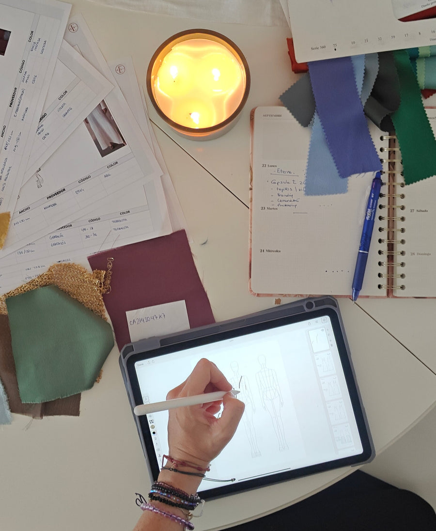 Proceso creativo y detalles de diseño en el estudio ETERNA